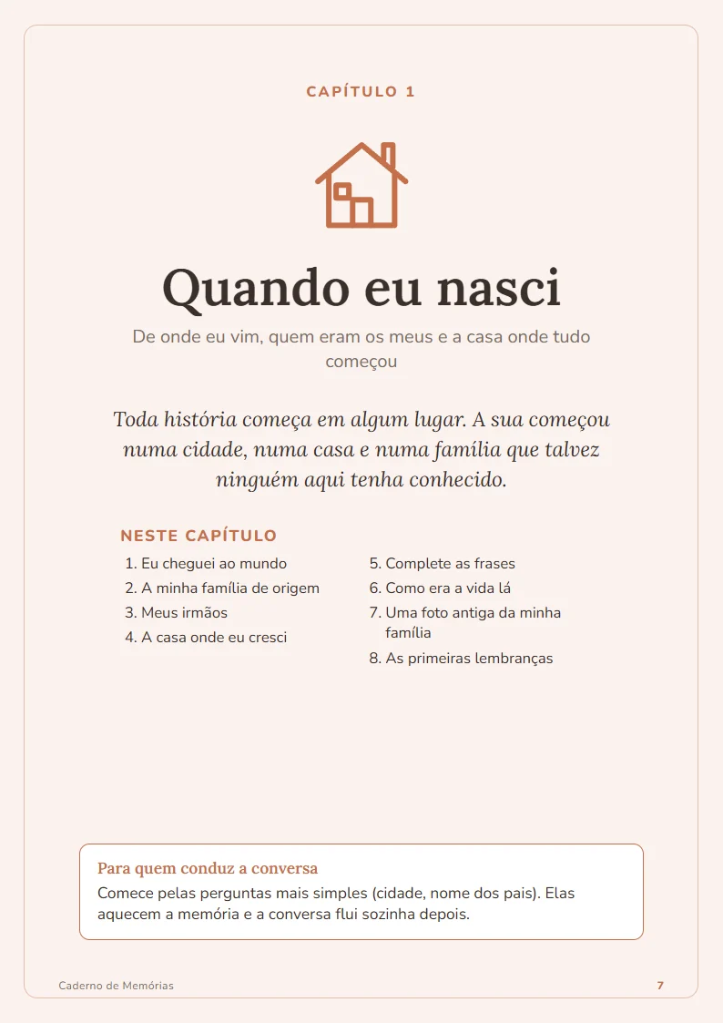Abertura do capítulo Quando eu nasci