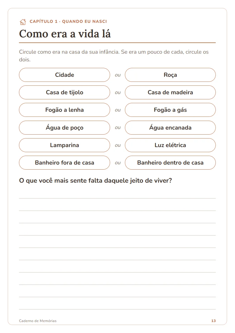 Atividade isto ou aquilo: Como era a vida lá